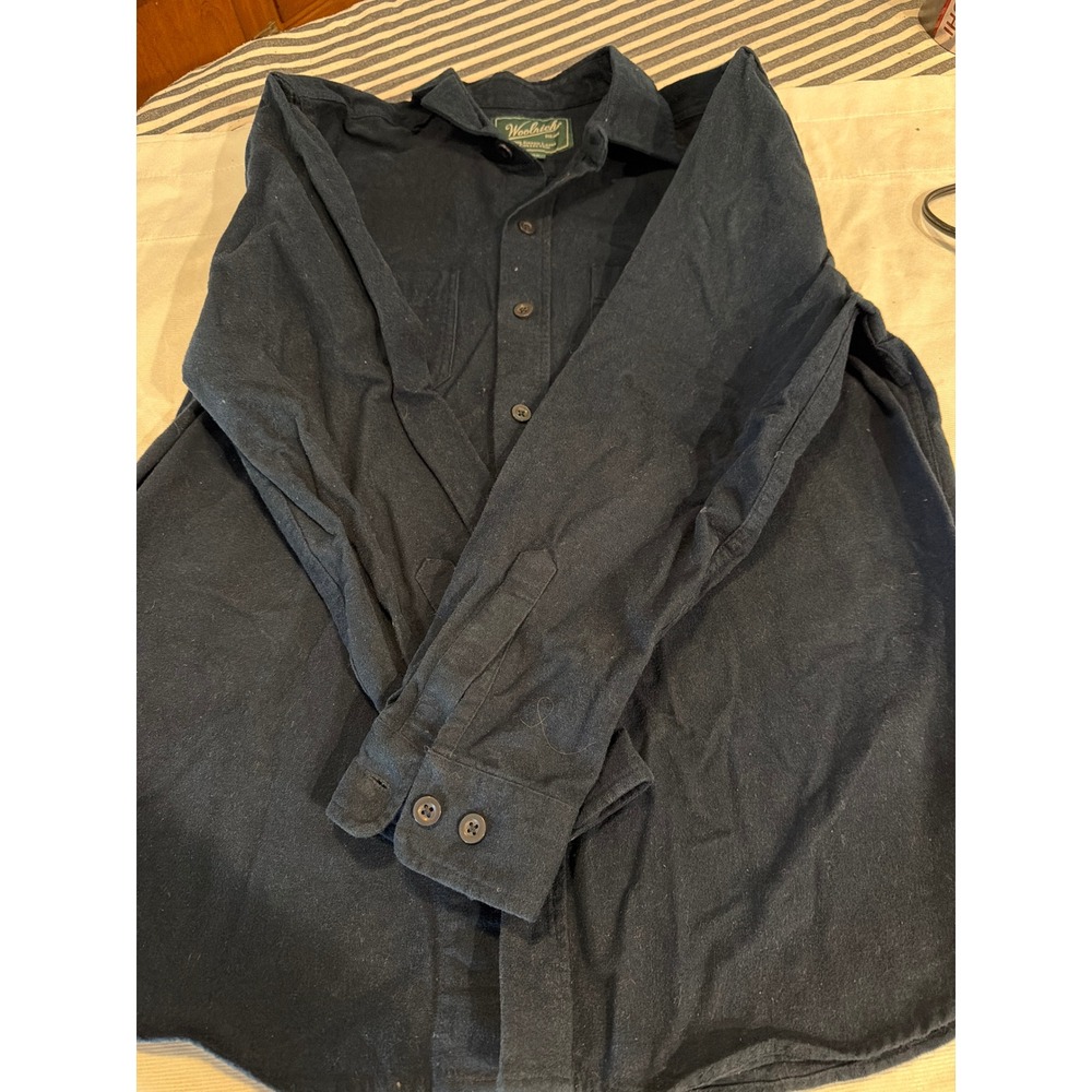 Woolrich‎ Green Label Navy Blue Cotton Flannel Button Down Shirt Mens Large L